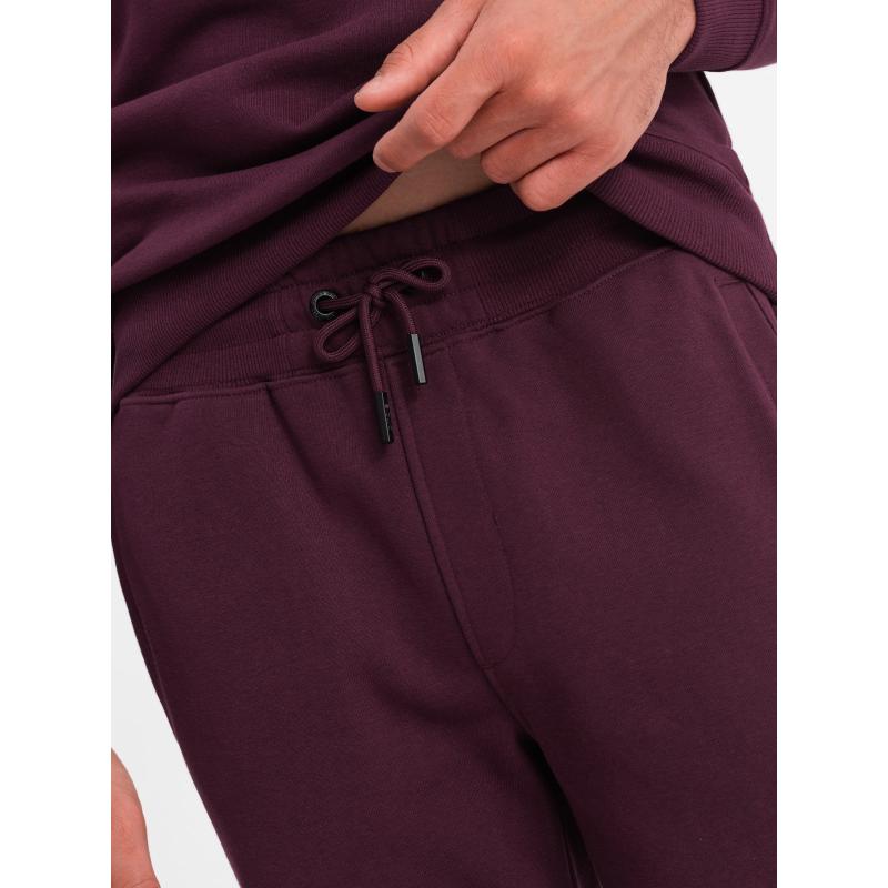 Pánská bavlněná tepláková souprava BASIC mikina bez knoflíků + tepláky - bordó