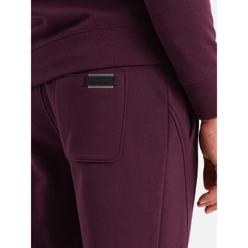 Pánská bavlněná tepláková souprava BASIC mikina bez knoflíků + tepláky - bordó