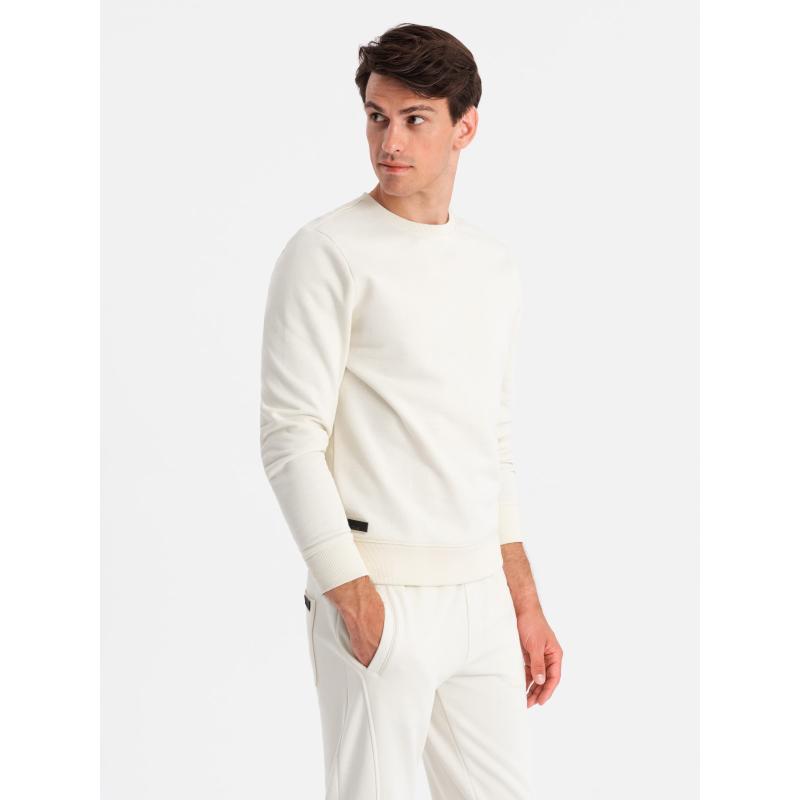 Pánská bavlněná tepláková souprava BASIC mikina bez knoflíků + tepláky - krémová