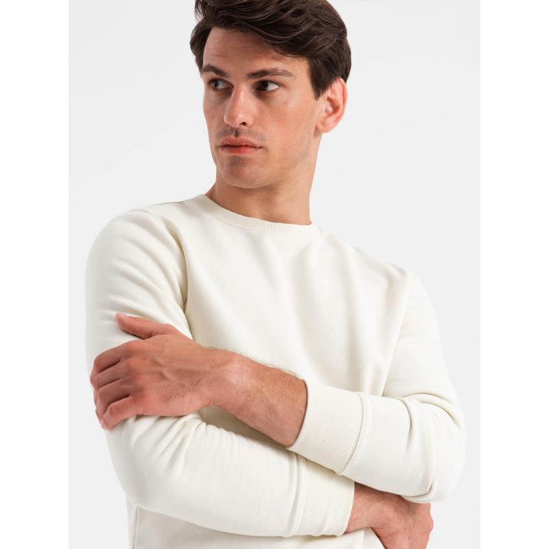 Pánská bavlněná tepláková souprava BASIC mikina bez knoflíků + tepláky - krémová