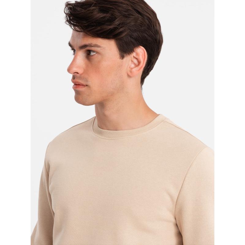 Pánská bavlněná tepláková souprava BASIC rozepínací mikina + tepláky - béžová barva