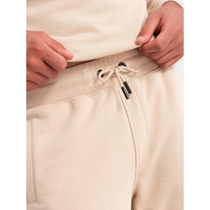 Pánská bavlněná tepláková souprava BASIC rozepínací mikina + tepláky - béžová barva