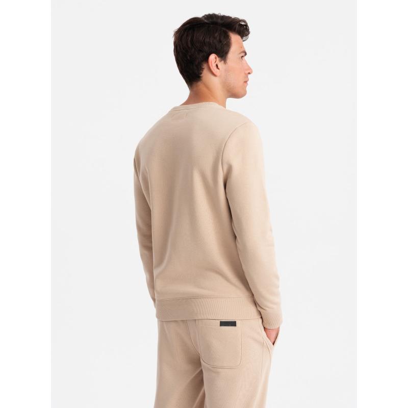 Pánská bavlněná tepláková souprava BASIC rozepínací mikina + tepláky - béžová barva