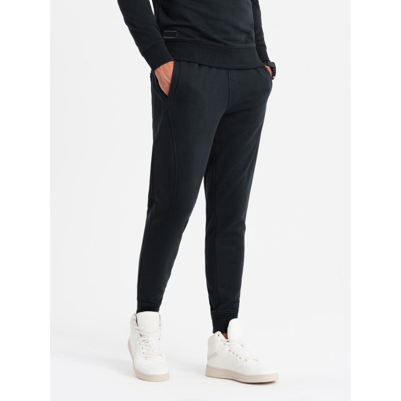 Pánská bavlněná tepláková souprava BASIC rozepínací mikina + tepláky - černá barva