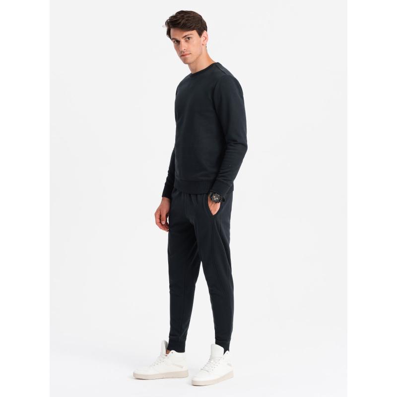 Pánská bavlněná tepláková souprava BASIC rozepínací mikina + tepláky - černá barva