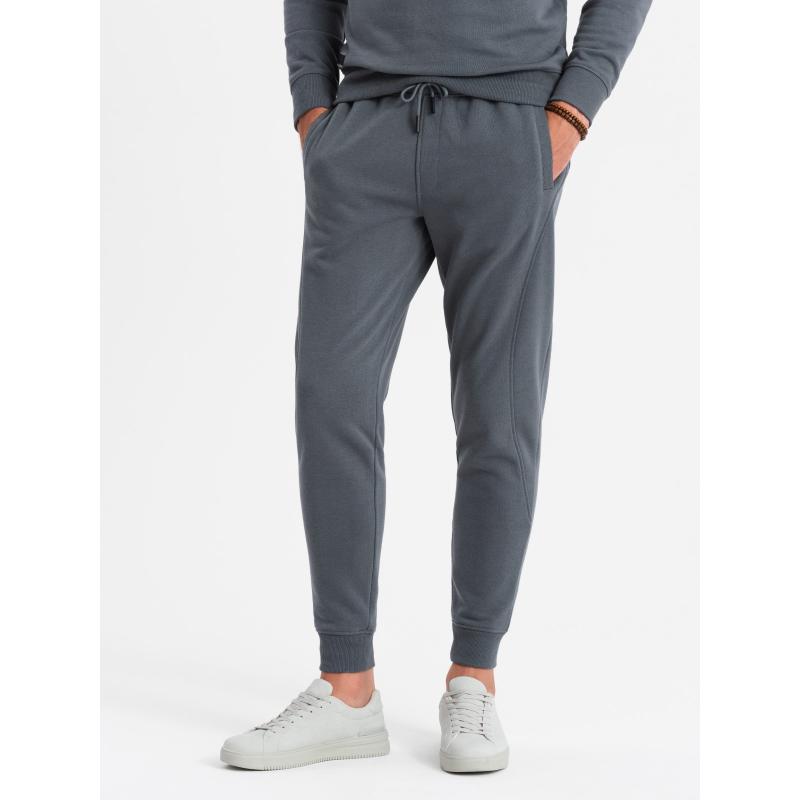 Pánská bavlněná tepláková souprava BASIC rozepínací mikina + tepláky - grafitová