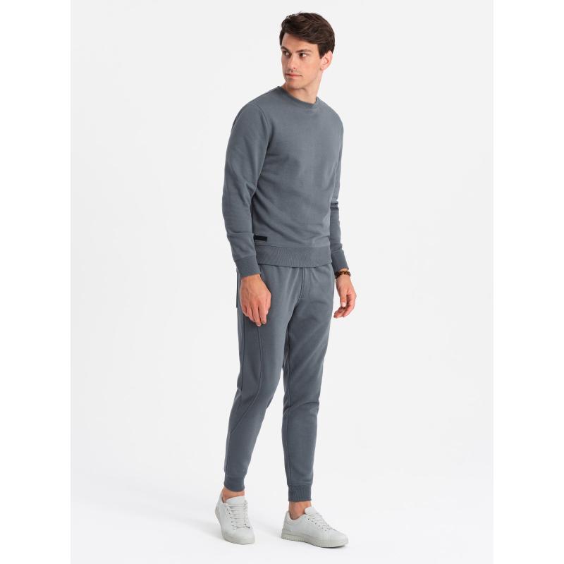 Pánská bavlněná tepláková souprava BASIC rozepínací mikina + tepláky - grafitová