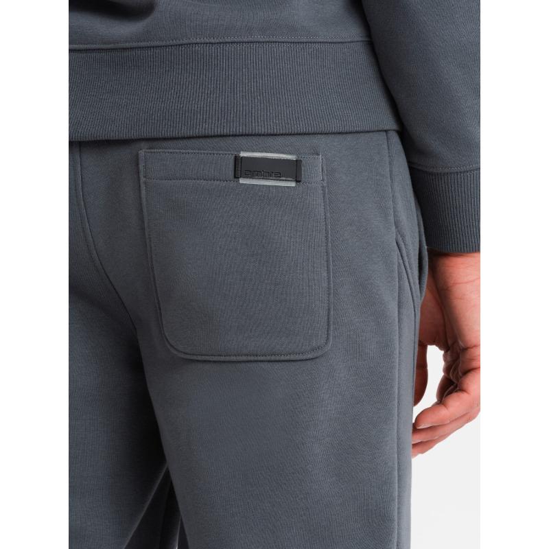 Pánská bavlněná tepláková souprava BASIC rozepínací mikina + tepláky - grafitová