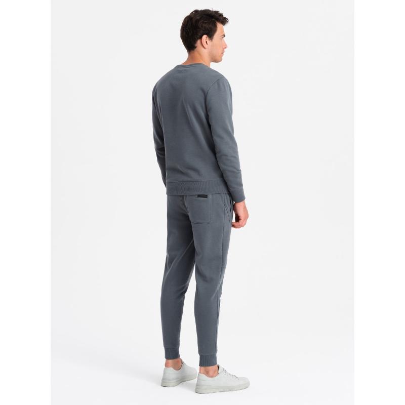 Pánská bavlněná tepláková souprava BASIC rozepínací mikina + tepláky - grafitová