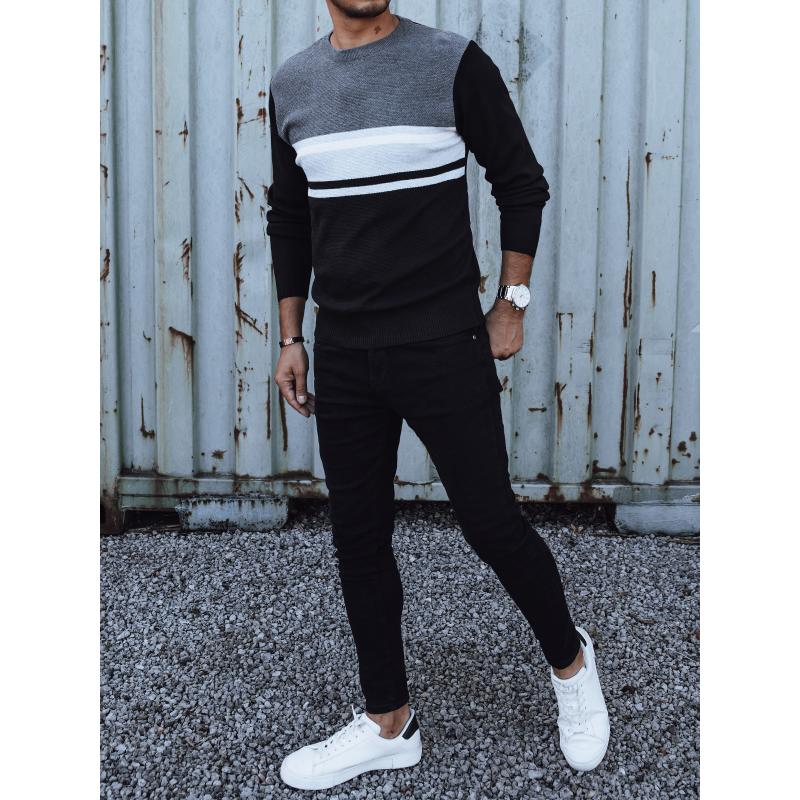 Pánský šedočerný svetr