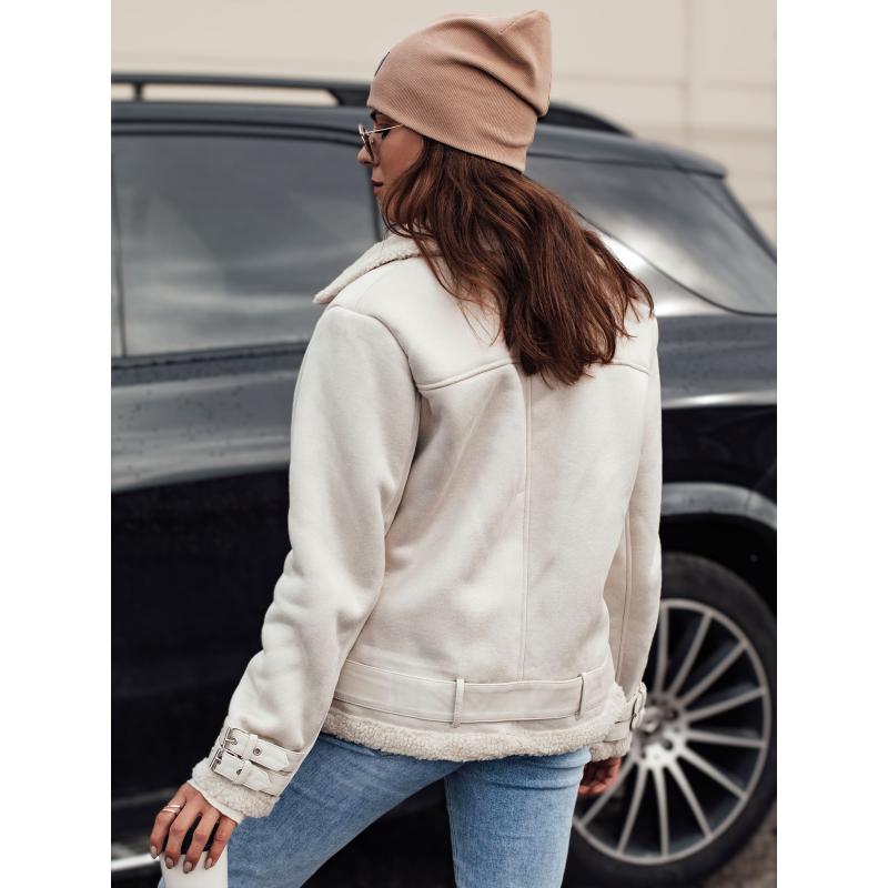 Dámská semišová bunda LEVERINO s ovčí kůží bílá