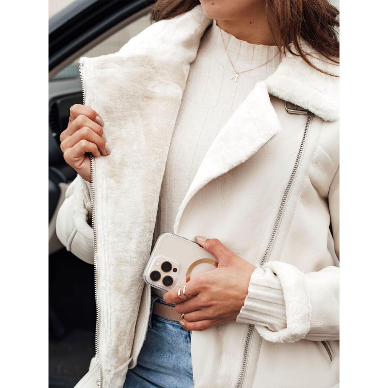 Női NORFDIMA báránybőr dzseki fehér