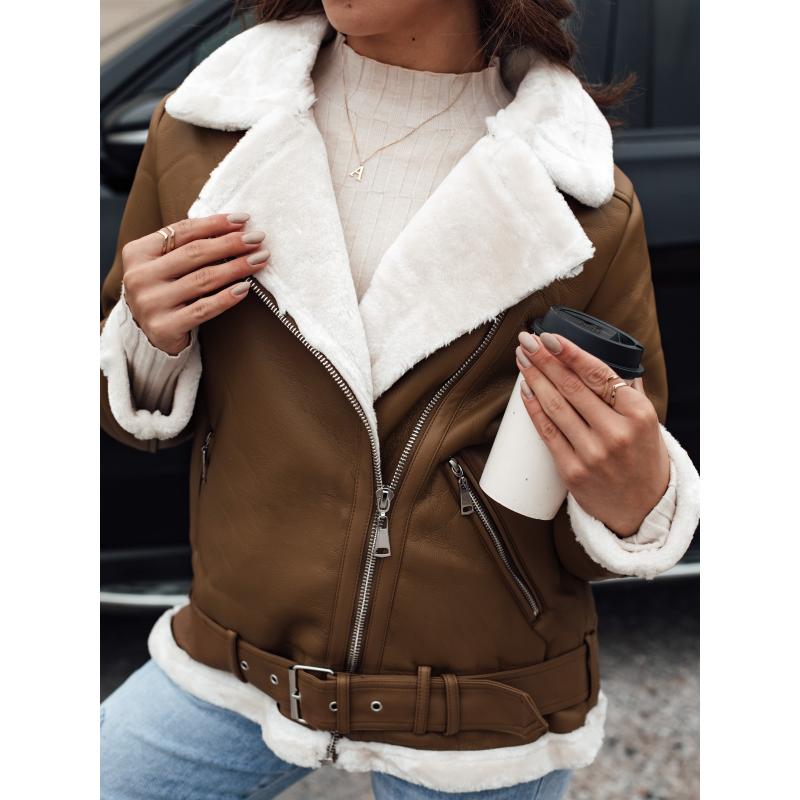 Női báránybőr bőrkabát NORFDIMA camel