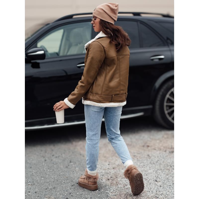 Női báránybőr bőrkabát NORFDIMA camel