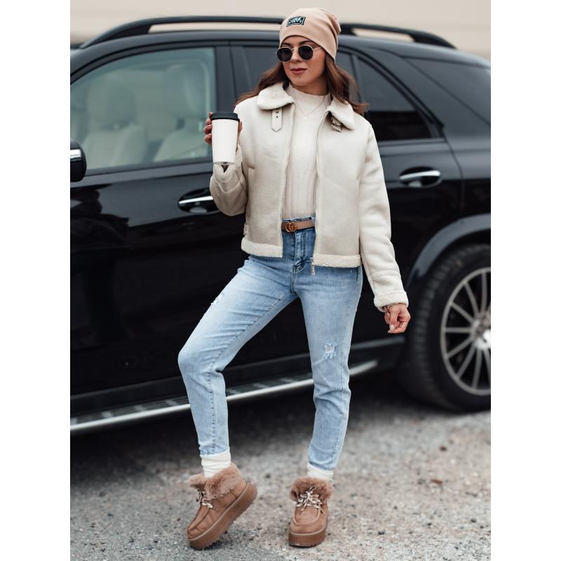 Dámska bunda z ovčej kože KASAMIRA biela