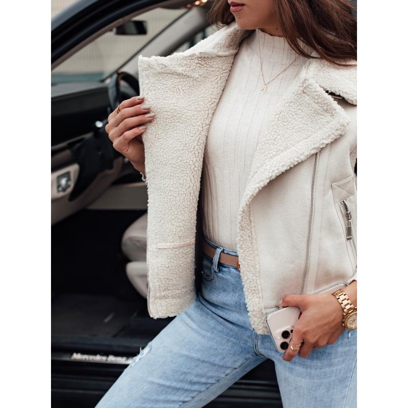 Dámská semišová vesta s ovčí kůží WOOLZIP bílá