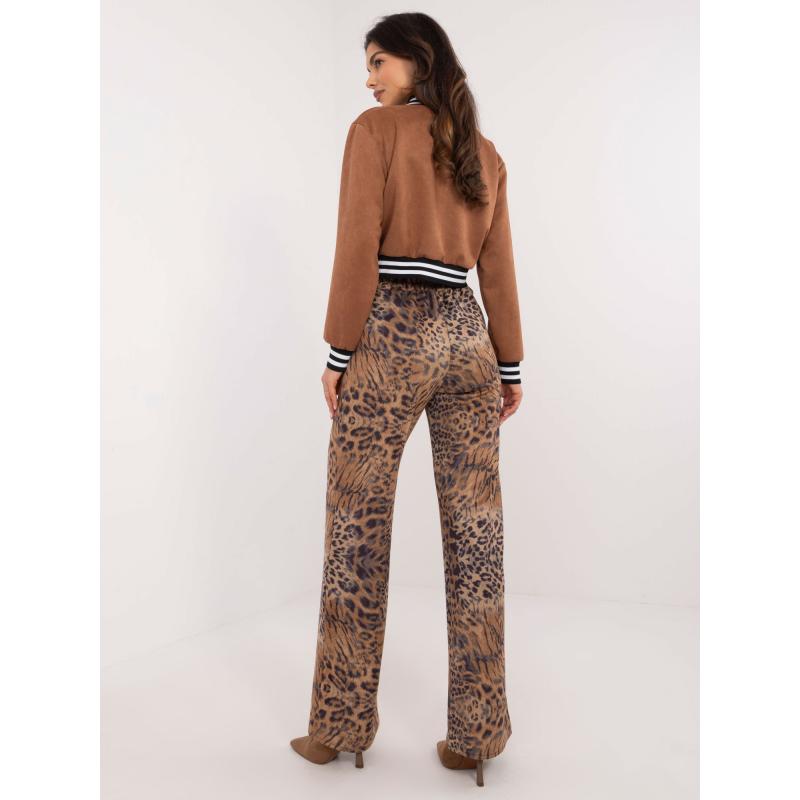 Dámské kalhoty z velbloudí látky se zvířecím potiskem