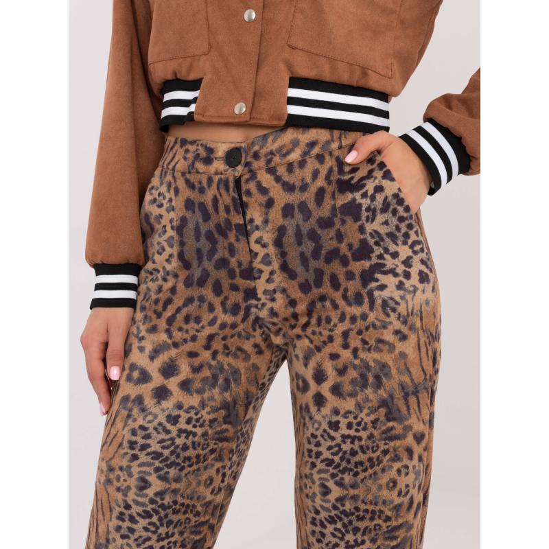 Dámské kalhoty z velbloudí látky se zvířecím potiskem