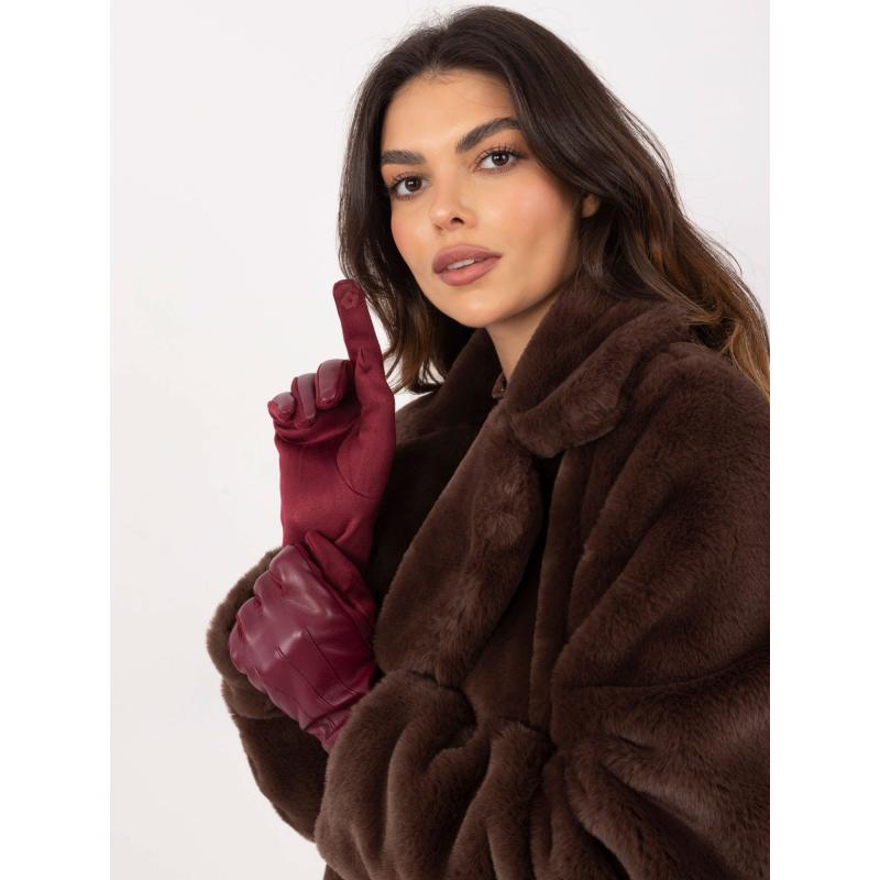 Bordó dámské rukavice z ekokůže