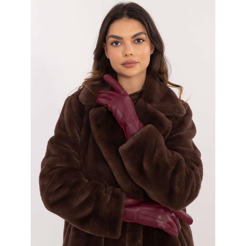 Bordó dámské rukavice z ekokůže