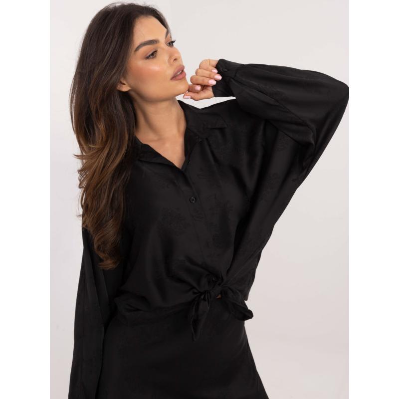 Čierna oversize kvetinová košeľa