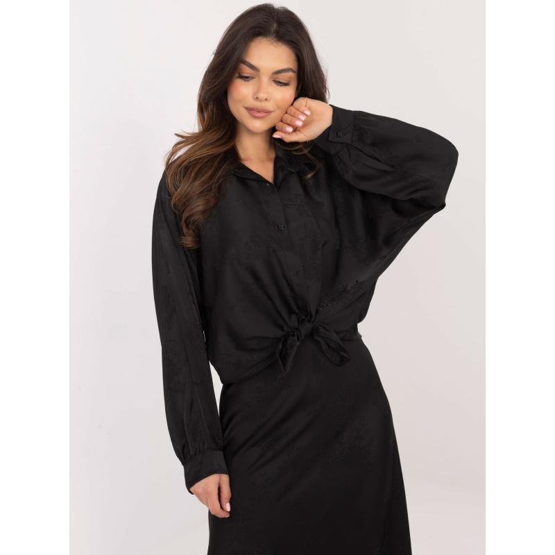 Čierna oversize kvetinová košeľa