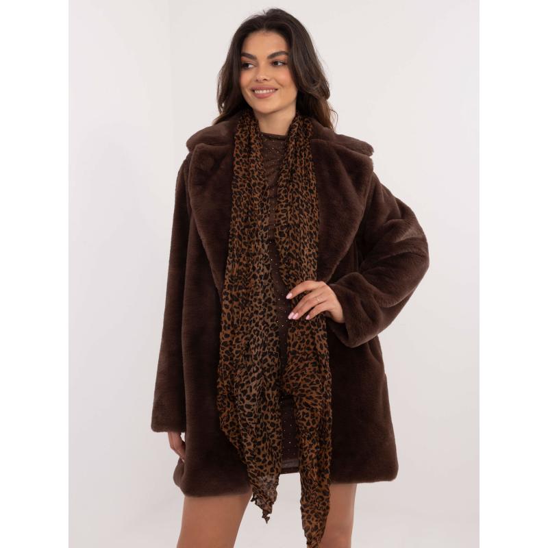 Šála se zvířecím vzorem hnědočerná