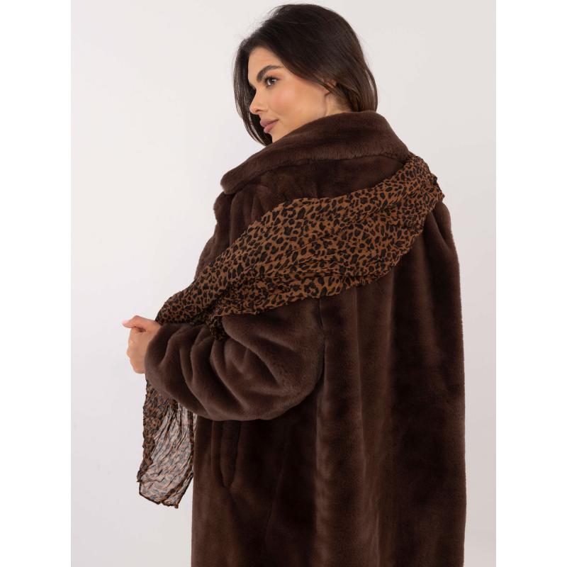 Šála se zvířecím vzorem hnědočerná