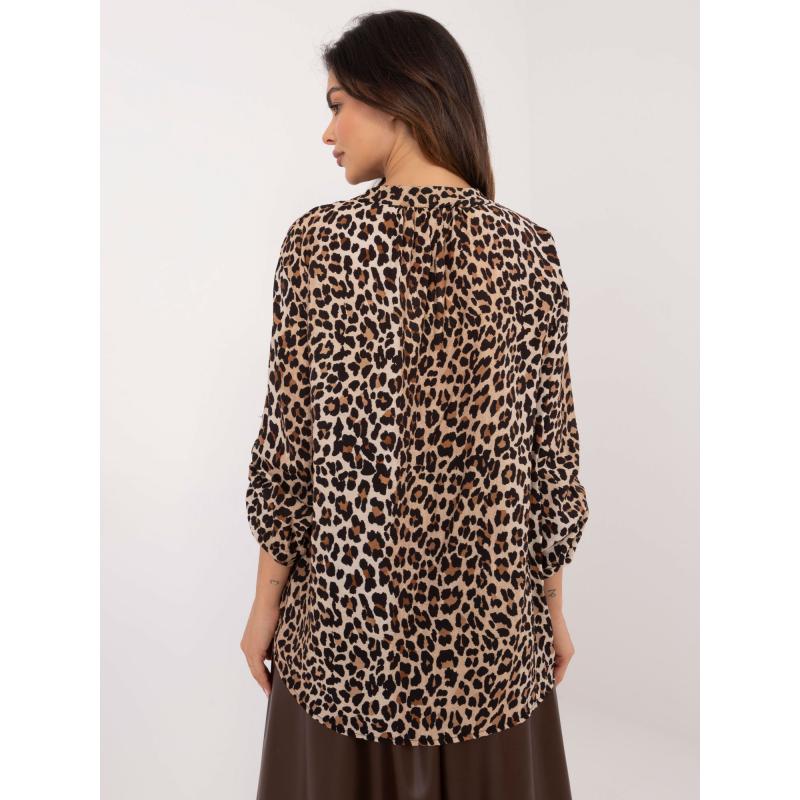 Béžová košilová halenka s potiskem OCH BELLA