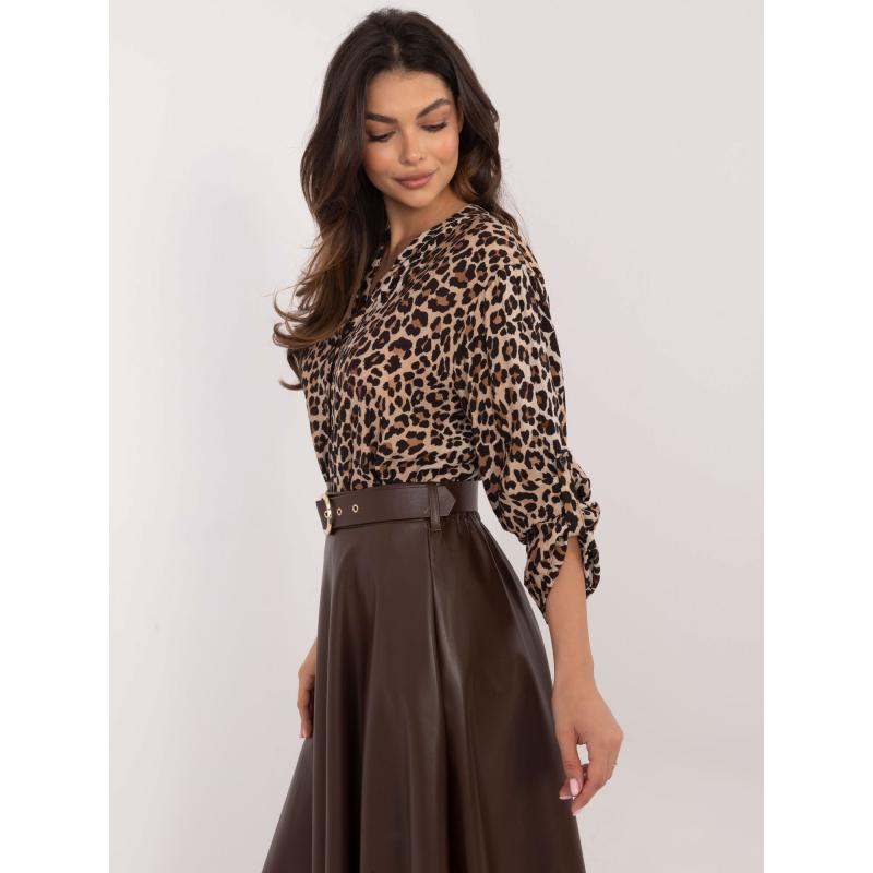 Béžová košilová halenka s potiskem OCH BELLA