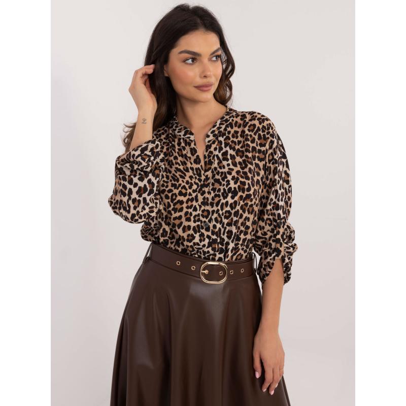 Béžová košilová halenka s potiskem OCH BELLA