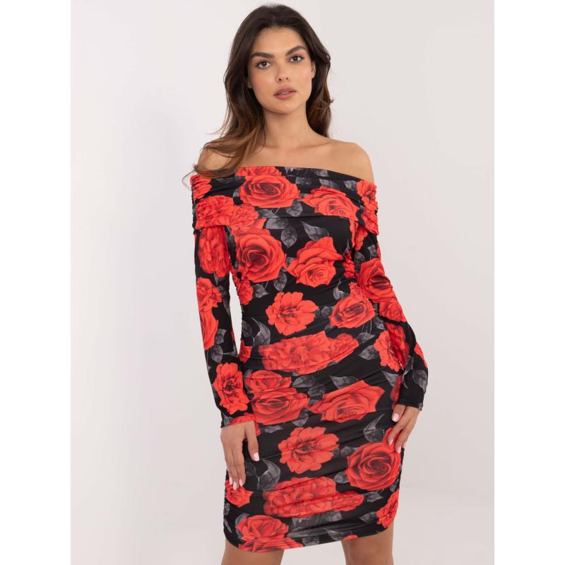 Černo-červené krátké španělské šaty