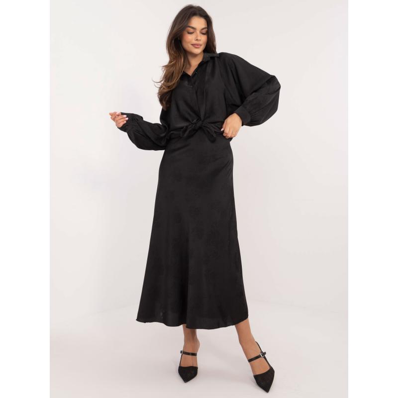 Fekete virágos midi szoknya