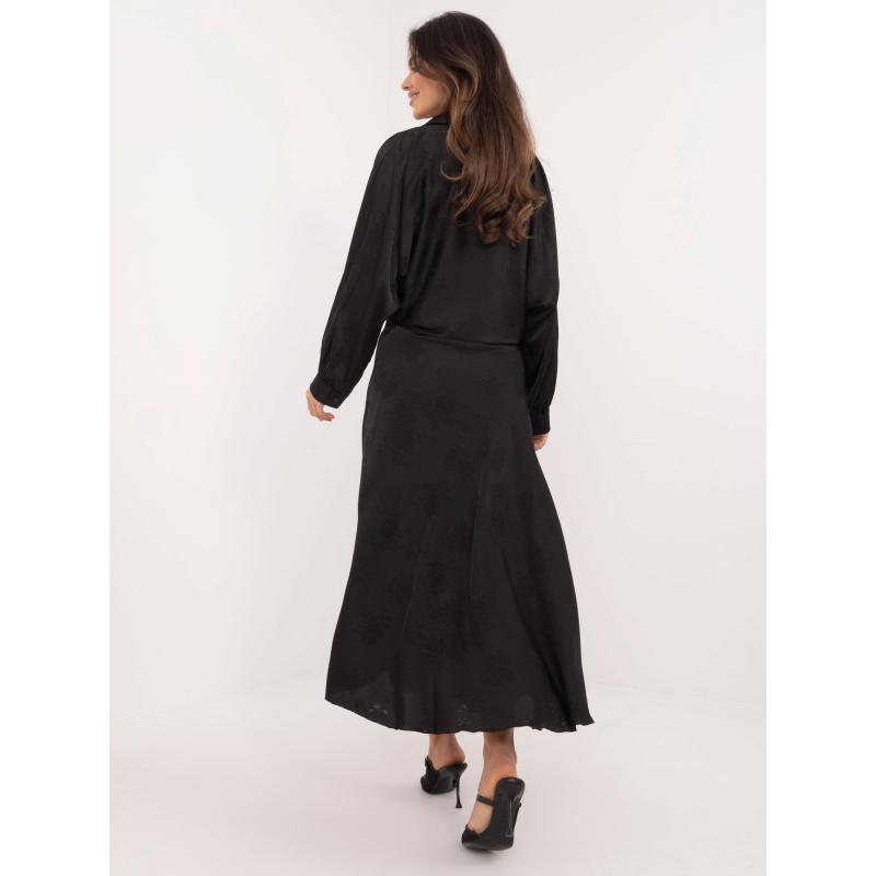 Fekete virágos midi szoknya