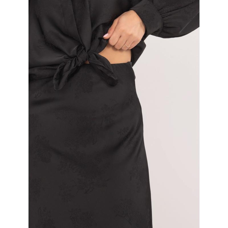 Fekete virágos midi szoknya