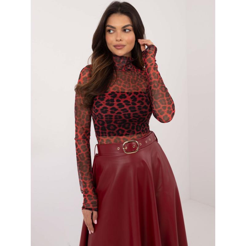 Červenočerná vypasovaná síťovaná halenka