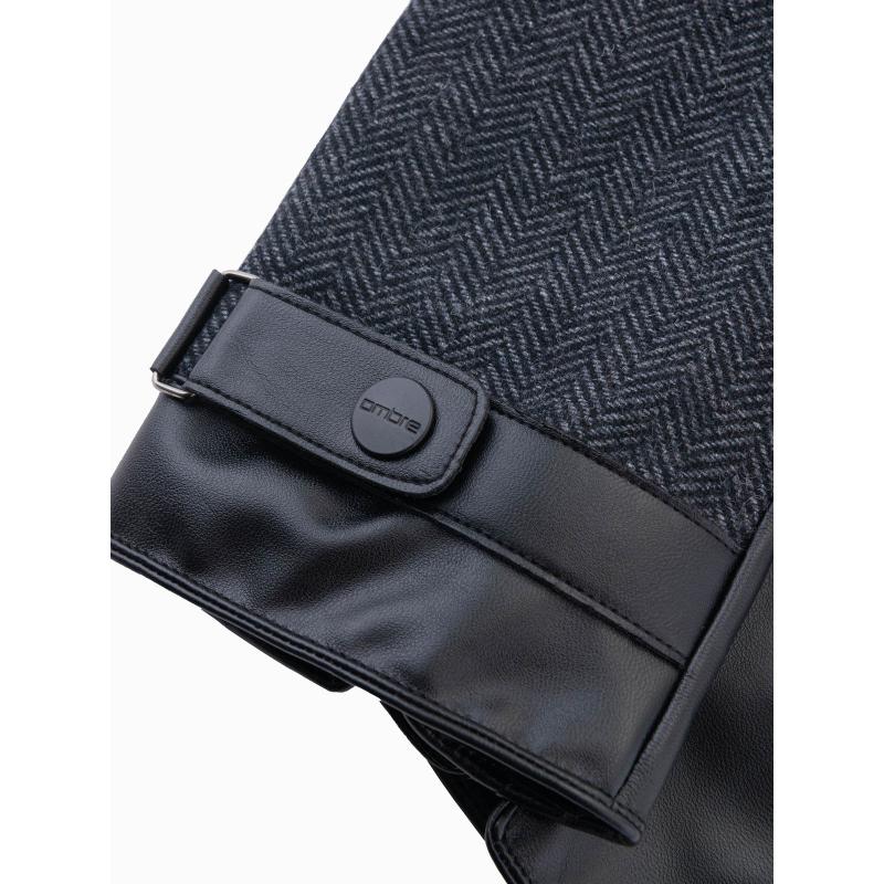 Elegantní pánské rukavice ze smíšeného materiálu - grafitový melír