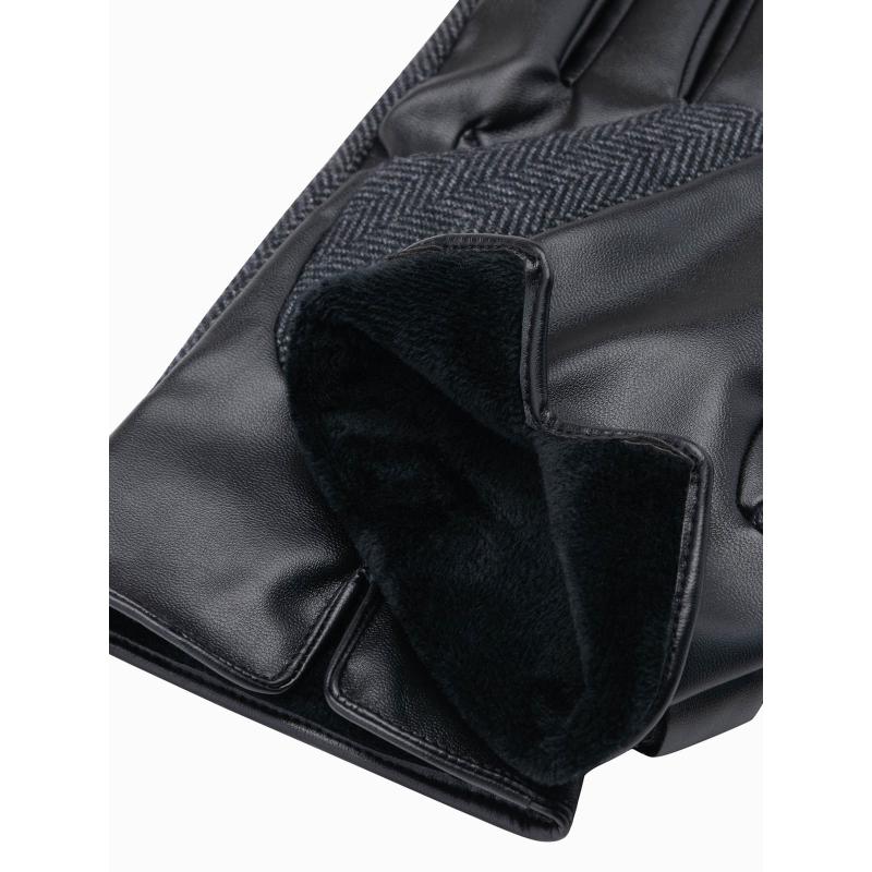 Elegantní pánské rukavice ze smíšeného materiálu - grafitový melír