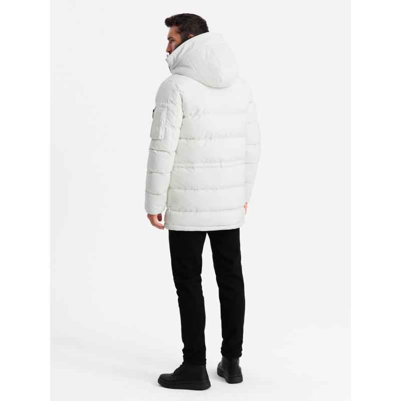 Férfi outdoor hosszú parka dzseki - fehér V1