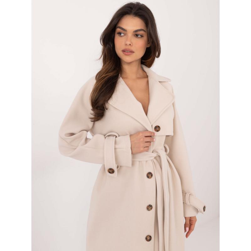 Světle béžový kabát s kapsami OCH BELLA