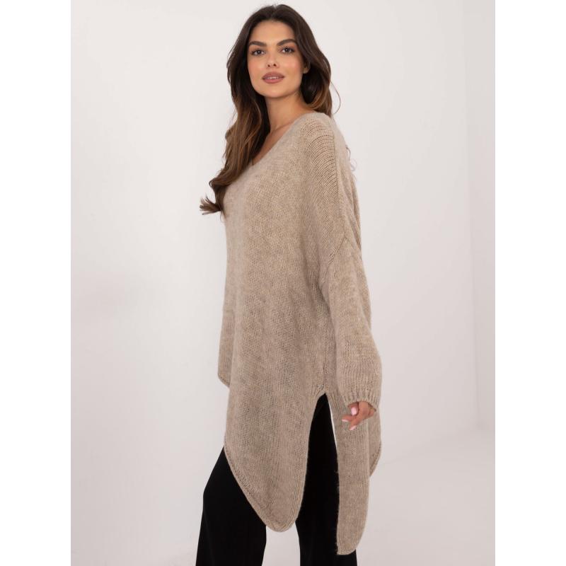 Béžový asymetrický vlněný svetr OCH BELLA
