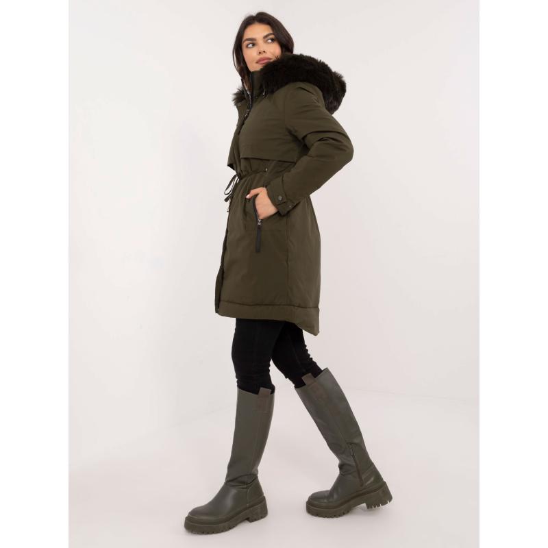 Khaki téli parka kabát kapucnival