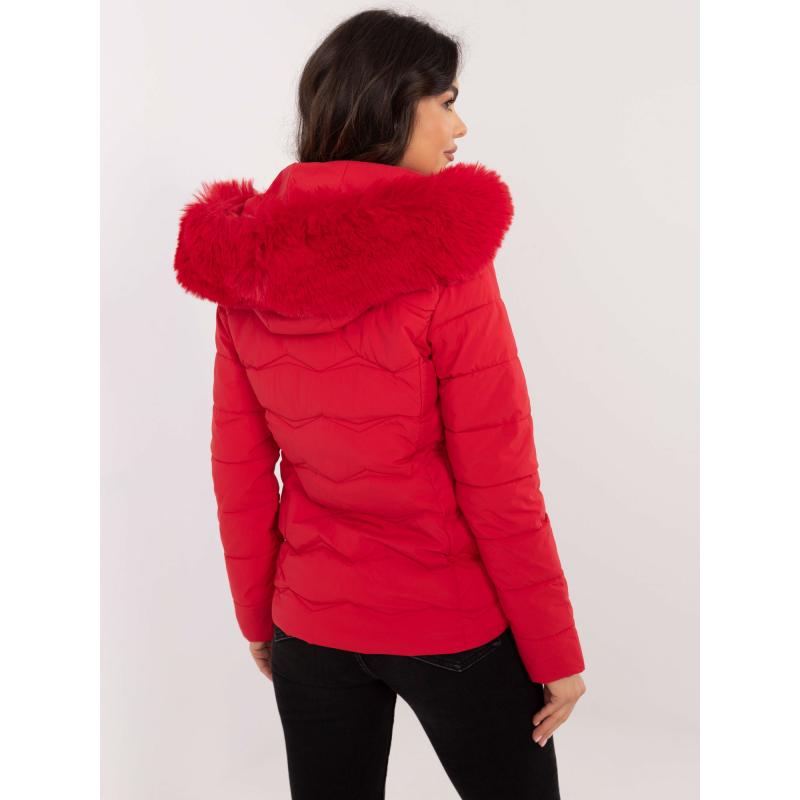 Červená přechodová bunda s odepínací kapucí