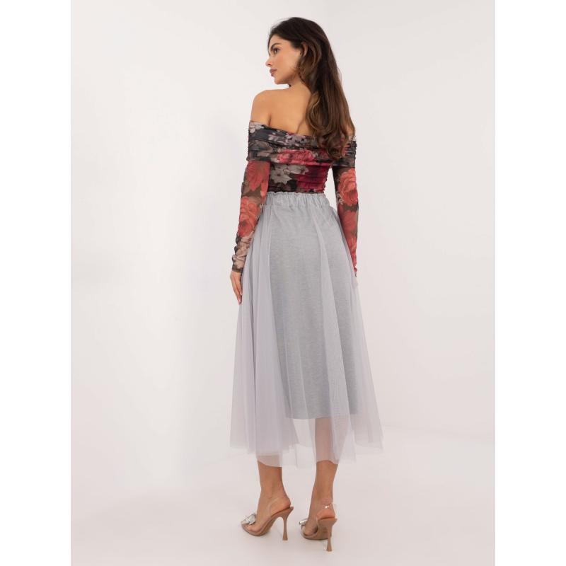 Šedá tylová sukně s podšívkou