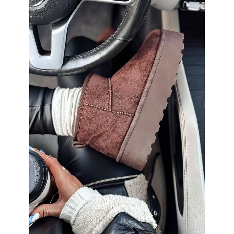 Dámské kozačky ALPIKA s vysokou podrážkou hnědé