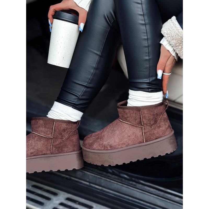 Dámské kozačky ALPIKA s vysokou podrážkou hnědé