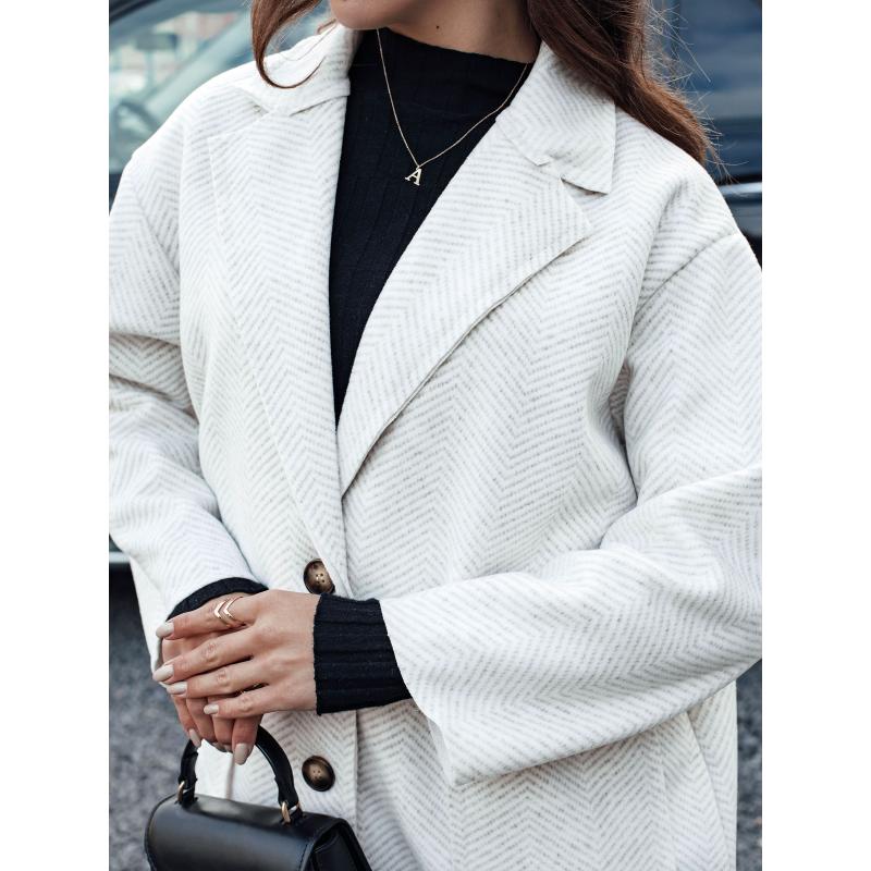 Dámský oversize kabát AVELINNI dlouhý herringbone béžový