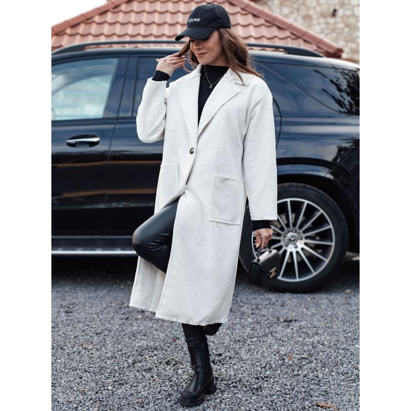 Dámský oversize kabát AVELINNI dlouhý herringbone béžový
