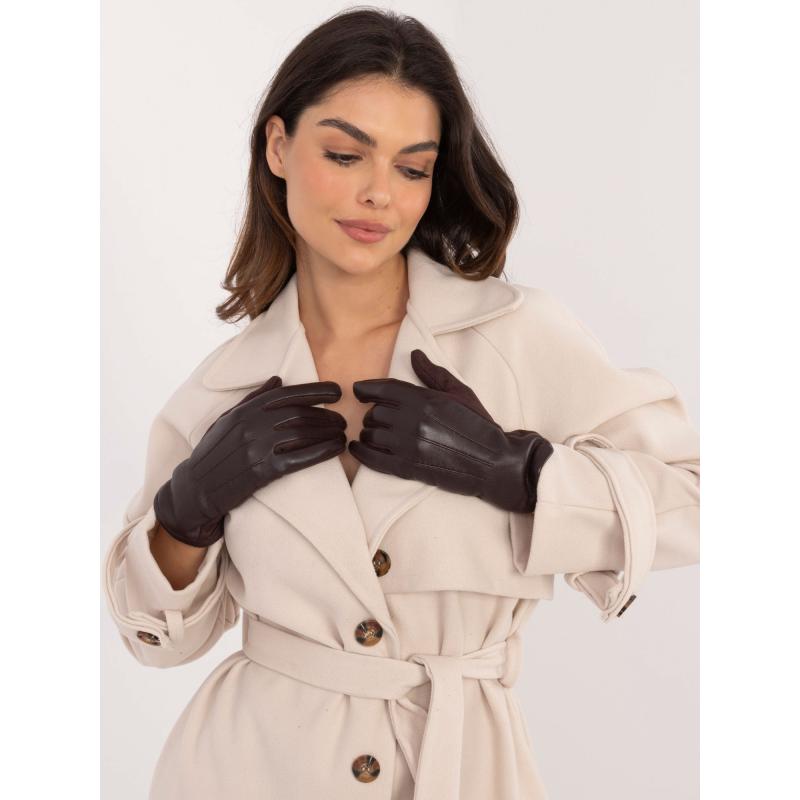 Sötétbarna női öko bőr kesztyű