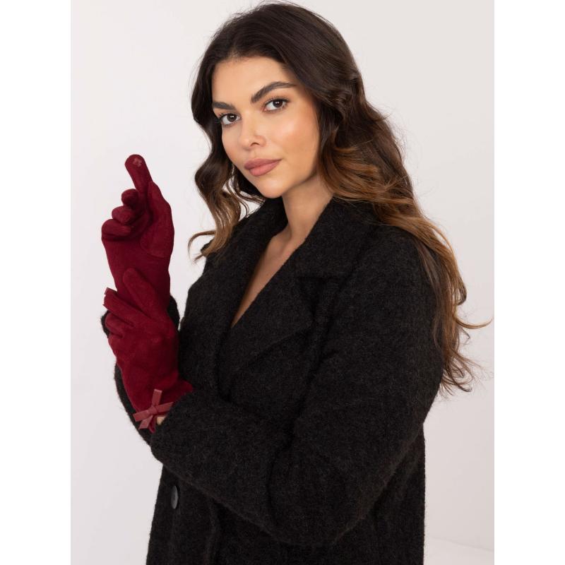 Bordó dámské dotykové rukavice